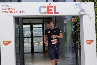 Stair running competition in MOL Campus tower in Budapest-stock-photo