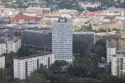 Stair running competition in MOL Campus tower in Budapest-stock-foto
