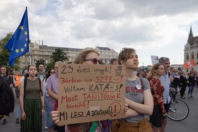 Student protest in Budapest-stock-foto