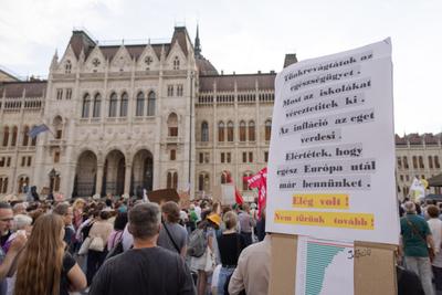 Student protest in Budapest-stock-photo