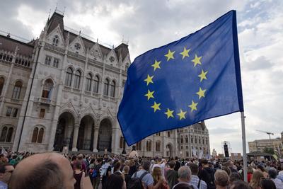 Student protest in Budapest-stock-foto