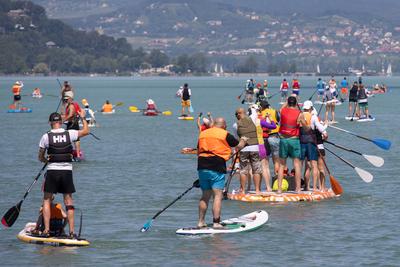 Balaton Cross Paddling in Hungary-stock-foto