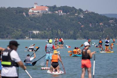 Balaton Cross Paddling in Hungary-stock-foto