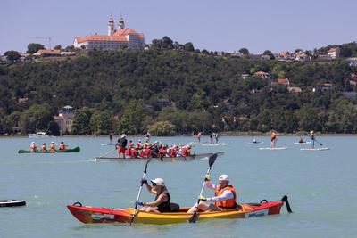 Balaton Cross Paddling in Hungary-stock-foto