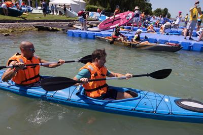Balaton Cross Paddling in Hungary-stock-foto