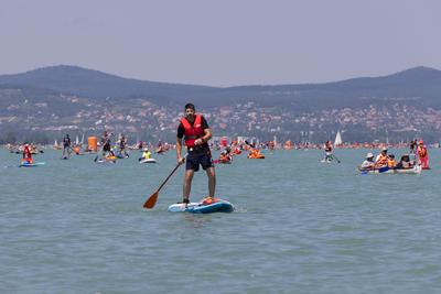 Balaton Cross Paddling in Hungary-stock-foto