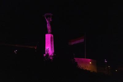 Pink light painting for breast cancer awareness-stock-photo