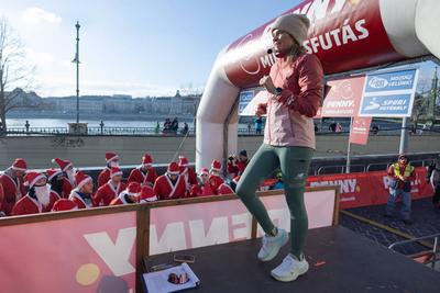 Santa Run in Budapest-stock-photo