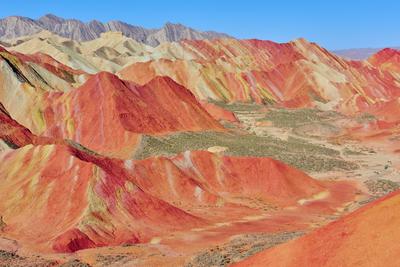 China, Gansu Province, colorful Danxia landform in Zhangye, Unesco world heritage-stock-photo