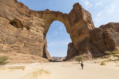 Third largest rock arch in the world, Unesco world heritage, Ennedi plateau, Chad, Africa-stock-photo