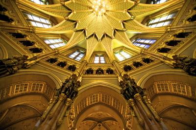 Central Hall ceiling, Hungarian Parliament Building, Budapest, Hungary, Europe-stock-photo