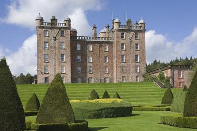 The Topiary Garden, overlooking the Nith Valley, at the 17th century Renaissance Palace (The Pink Palace), built by the 1st Duke of Queensberry, Dumfries and Galloway, Scotland, United Kingdom, Europe-stock-photo