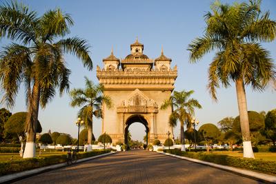Patuxai, (Victory Gate), a replica of Arc de Triomphe, Vientiane, Laos, Indochina, Southeast Asia, Asia-stock-photo