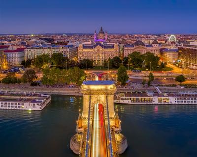 Chain bridge in Budapest, Hungary-stock-photo