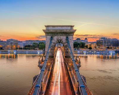 Chain bridge in Budapest, Hungary-stock-photo