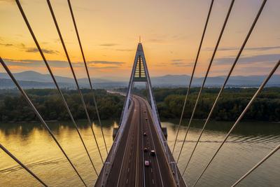 Megyeri bridge with Danube river, Budapest, Hungary-stock-photo