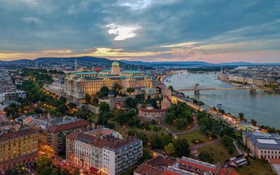 Aerial photo of Buda Castle with Danube river, Budapest, Hungary-stock-foto