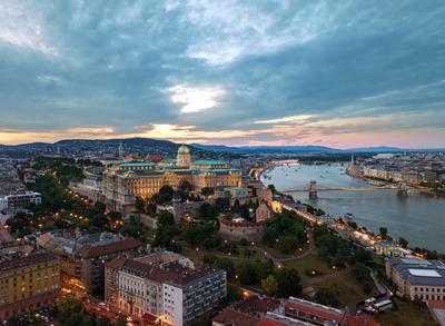 Aerial photo of Buda Castle with Danube river, Budapest, Hungary-stock-foto