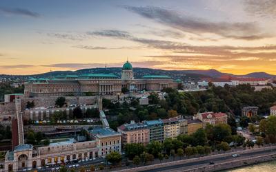 Aerial photo of Buda Castle with Danube river, Budapest, Hungary-stock-foto