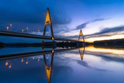 Megyeri bridge with Danube river, Budapest, Hungary-stock-photo