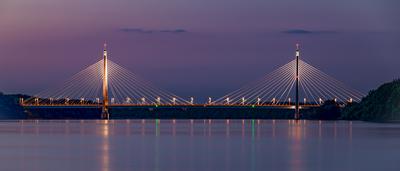 Megyeri bridge with Danube river, Budapest, Hungary-stock-photo