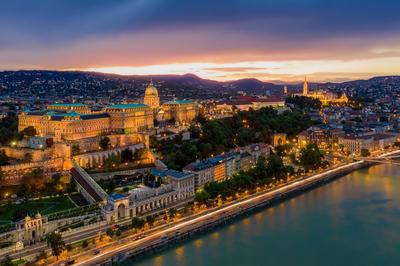Aerial photo of Buda Castle with Danube river, Budapest, Hungary-stock-foto