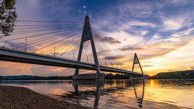 Megyeri bridge with Danube river, Budapest, Hungary-stock-photo