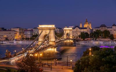 Chain bridge in Budapest, Hungary-stock-photo