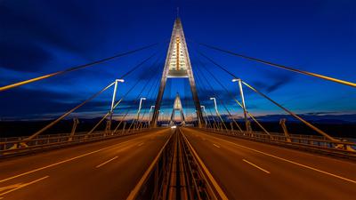 Megyeri bridge with Danube river, Budapest, Hungary-stock-photo