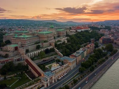 Aerial photo of Buda Castle with Danube river, Budapest, Hungary-stock-foto