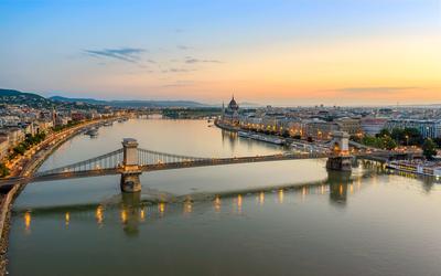 Chain bridge in Budapest, Hungary-stock-photo