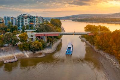 Aerial photo of Marina Bay Residence, Budapest, Hungary-stock-photo