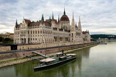 Parliament building at the bank of Danube river, Budapest, Hungary-stock-photo