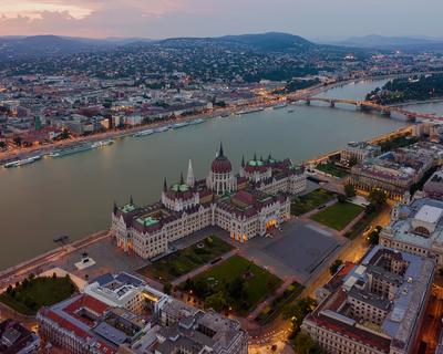 Parliament building at the bank of Danube river, Budapest, Hungary-stock-photo