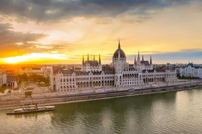 Parliament building at the bank of Danube river, Budapest, Hungary-stock-photo