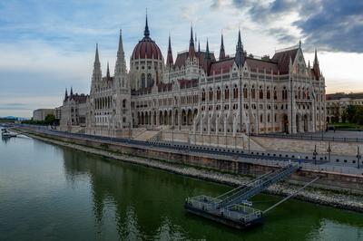 Parliament building at the bank of Danube river, Budapest, Hungary-stock-photo