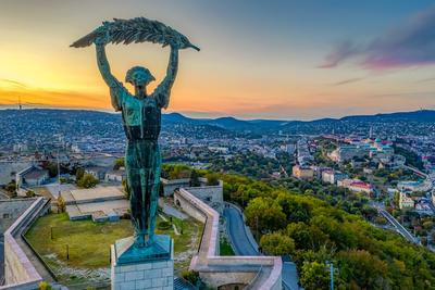 Aerial Budapest cityscape form Gellert Hill.-stock-photo