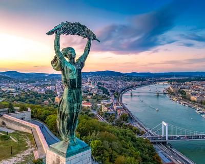 Aerial Budapest cityscape form Gellert Hill.-stock-photo