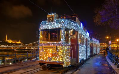 Light tram in Budapest, Hungary-stock-photo