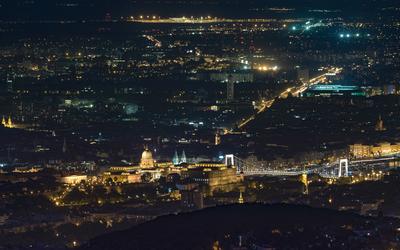 Budapest night cityscape, Hungary-stock-foto