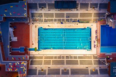 Alfred Hajos bath from above, Budapest, Hungary-stock-photo