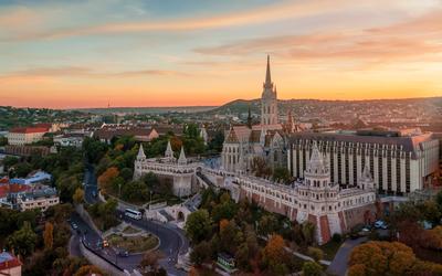 Fishermans bastion aerial photo.-stock-photo