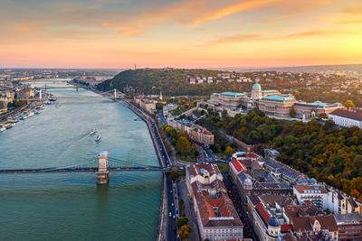 Buda castle with danube in Budapest-stock-photo