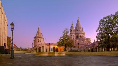 Fisherman's Bastion, Budapest. Image of the Fisherman's Bastion in Budapest, capital city of Hungary, during sunrise-stock-photo