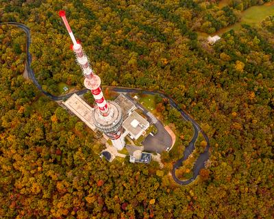 TV tower in Pecs city. Mecsek hills, Hungary-stock-photo