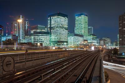 Canary wharf cityscape with railways.-stock-photo