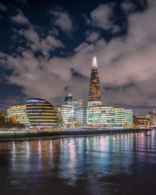 London Cityscape about the bank of Thames river.-stock-photo