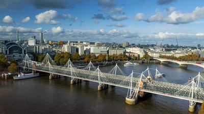 Hungerford Bridge and Golden Jubilee Bridges.-stock-photo