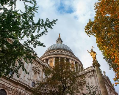 Famous St.Paul cathedral in London city.-stock-photo
