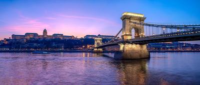 Panoramic photo about Buda castle and Chain bridge-stock-photo